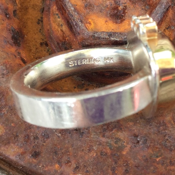 Jamie Joseph Boulder Opal Diamond Sterling Silver Gold Ring Collectible - Picture 3 of 5